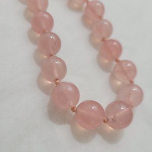 KARMA QUARTZ PINK OCTOBER BIRTHSTONE GEMSTONE  NECKLACE 18"  Beads 10mm & 8mm